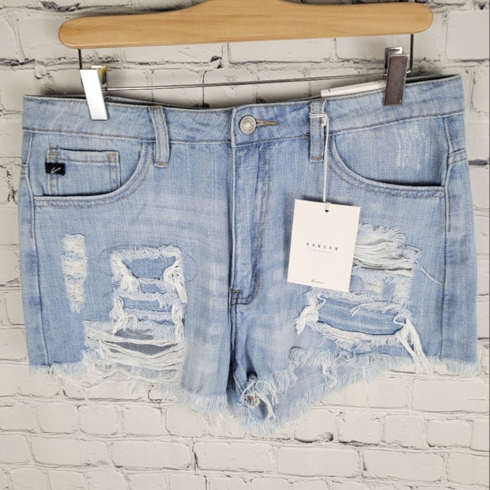 KANCAN | high rise distressed denim jean shorts